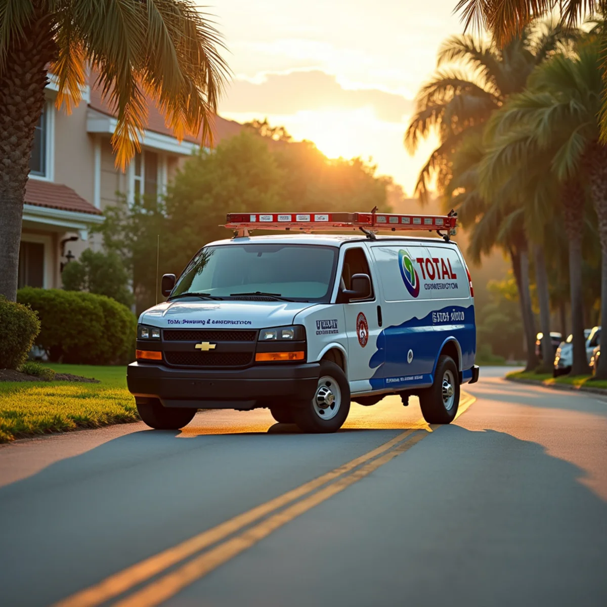 Total Plumbing & Construction service vehicle in Davenport, FL