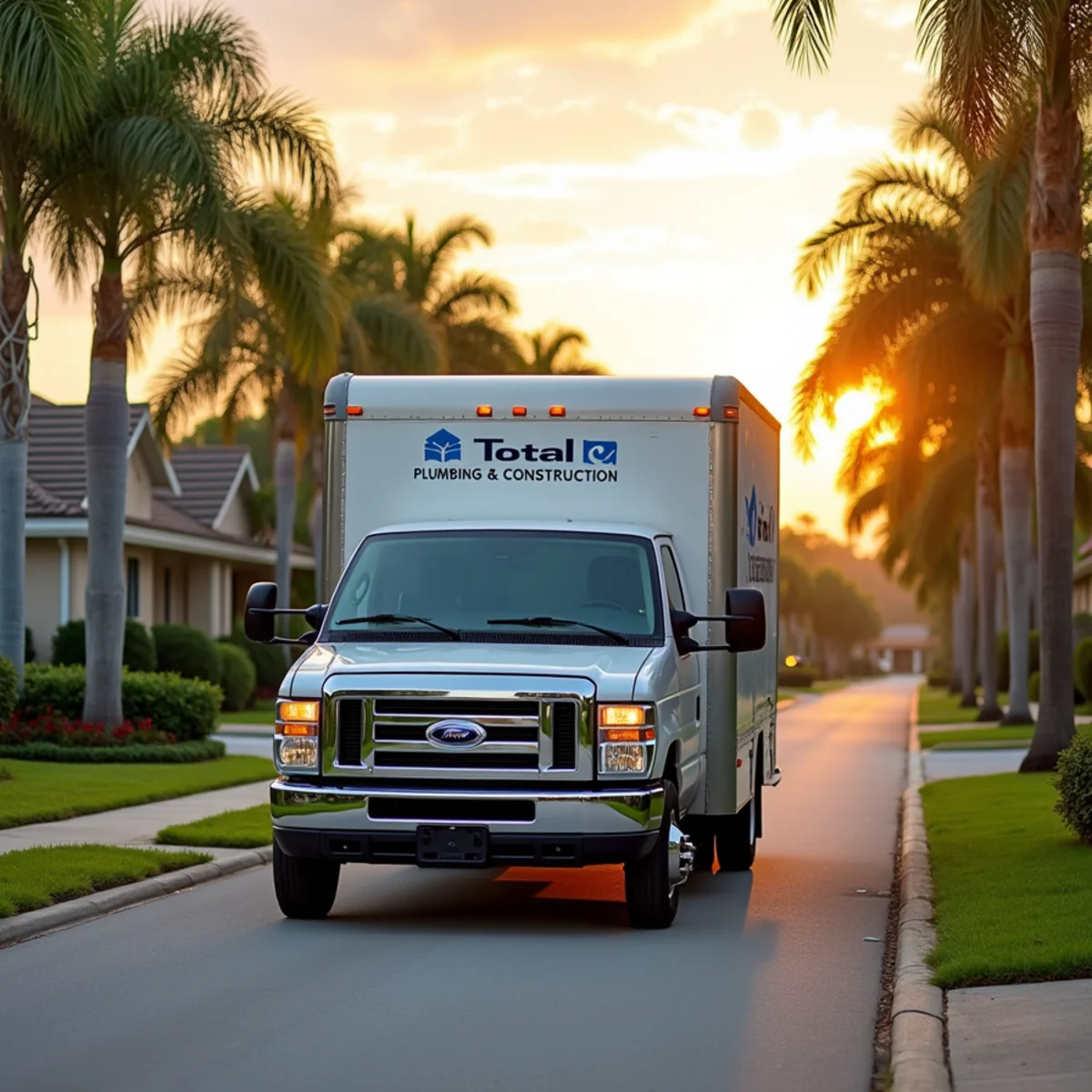 Total Plumbing & Construction service vehicle in Meadow Woods, FL