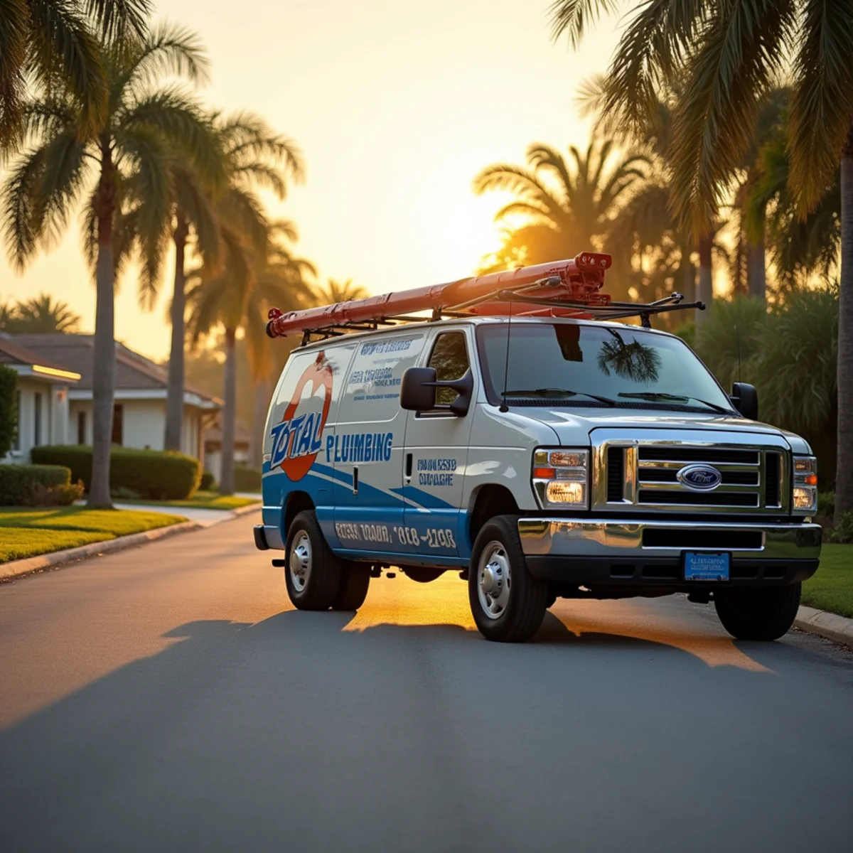 Total Plumbing & Construction service vehicle in Sky Lake, FL